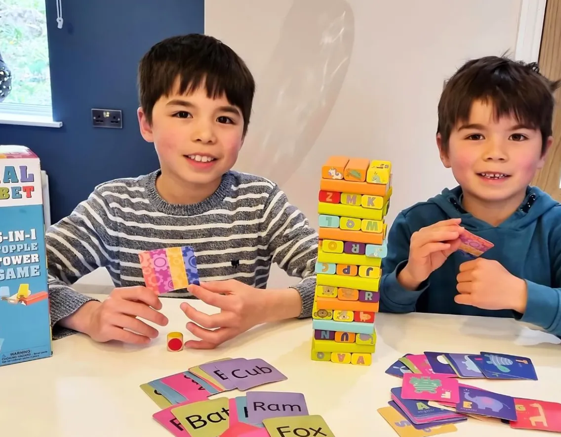 Educational|Games-Wonderbox Animal Alphabet - Wooden Topple Tower with 6 Games