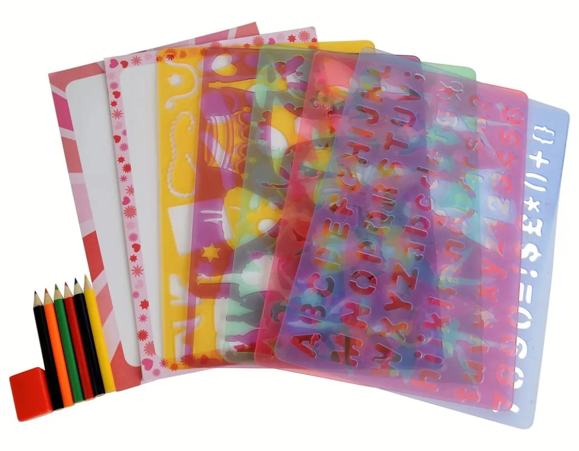 Creativity|Fashion & Style-Buddy & Barney Big Box of Stencils - Fashion, Fairies, Flowers & Letters