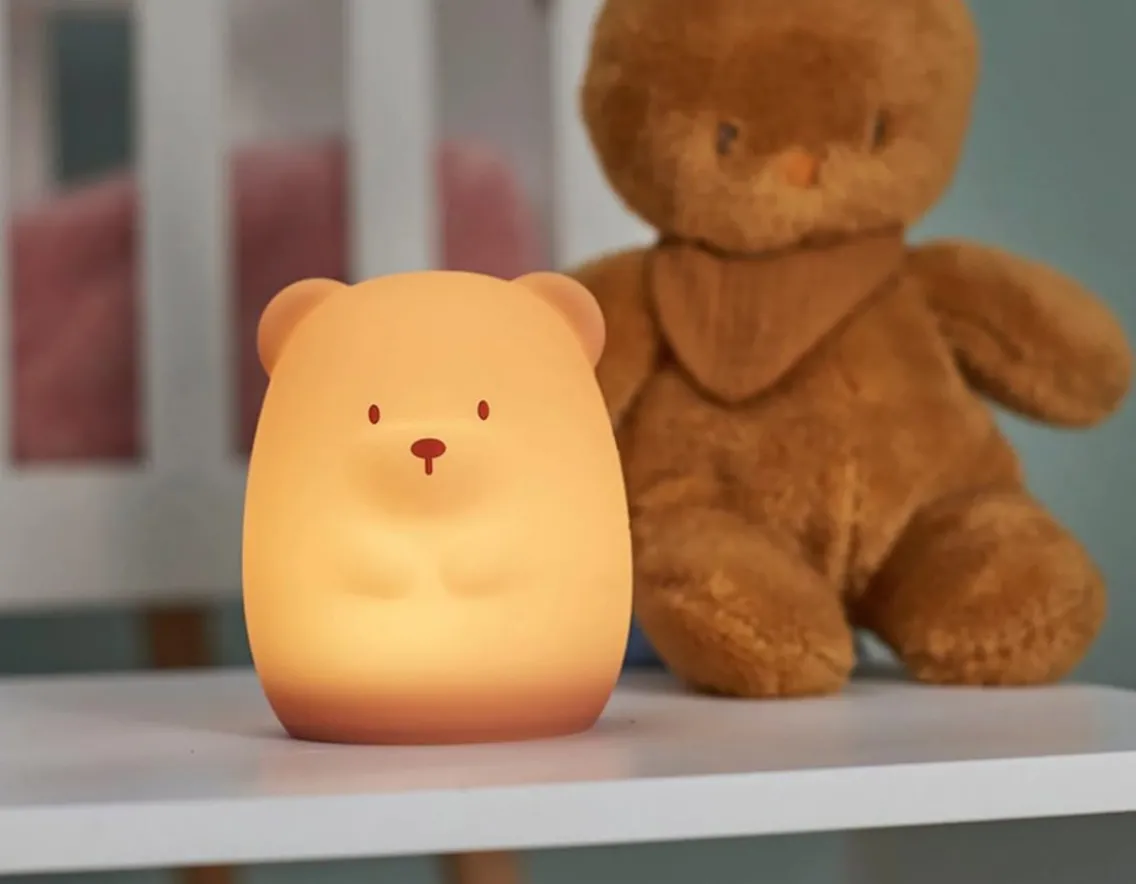Sensory|Baby Girls-Nattou Brown Bear Nightlight - Silicone