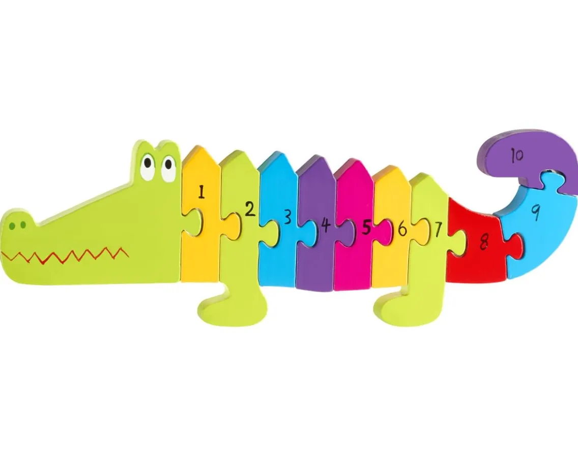 Educational|Puzzles-Orange Tree Toys Crocodile - Wooden Number Puzzle