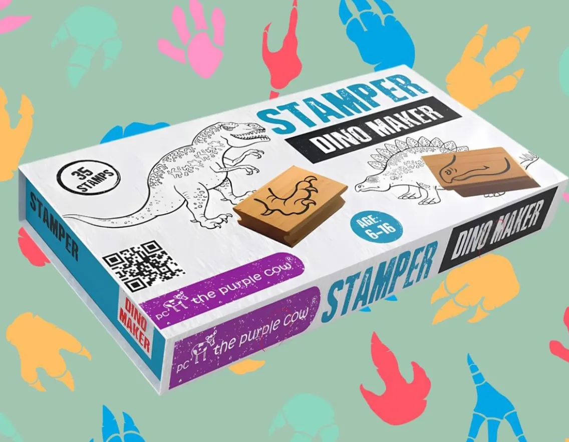 Creativity|Dinosaurs-The Purple Cow Dino Stamper Set - 27 Wooden Stamps