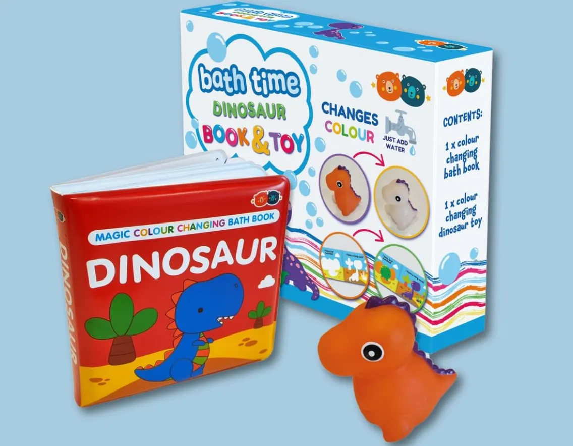 Books|Dinosaurs-Buddy & Barney Dinosaur Squirter & Bath Book - Changes Colour!