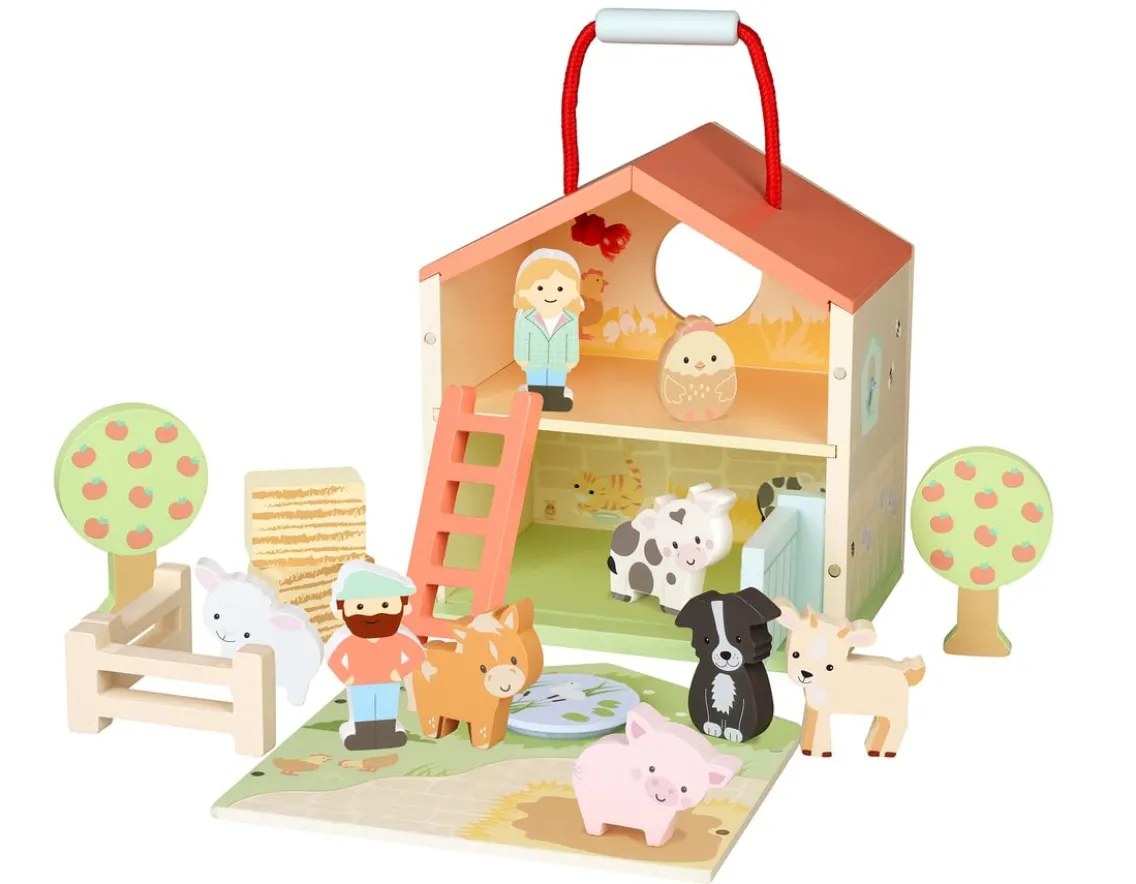 Wooden Toys-Orange Tree Toys Farmyard Play Set - 19 Wooden Pieces