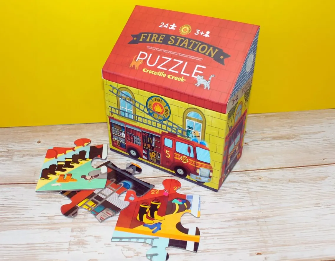 Puzzles|Age 3-Crocodile Creek Fire Station Puzzle - 24 Chunky Pieces