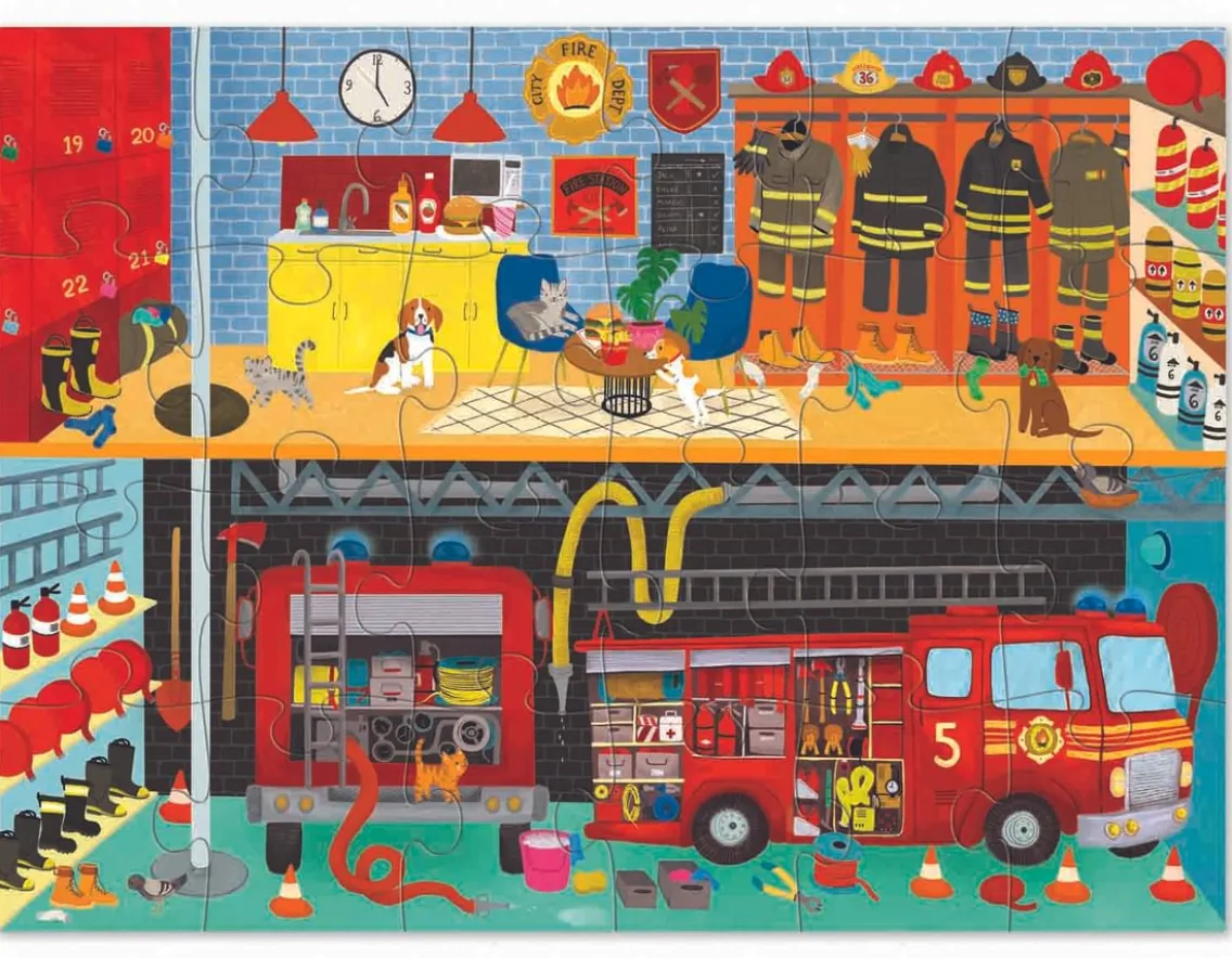 Puzzles|Age 3-Crocodile Creek Fire Station Puzzle - 24 Chunky Pieces