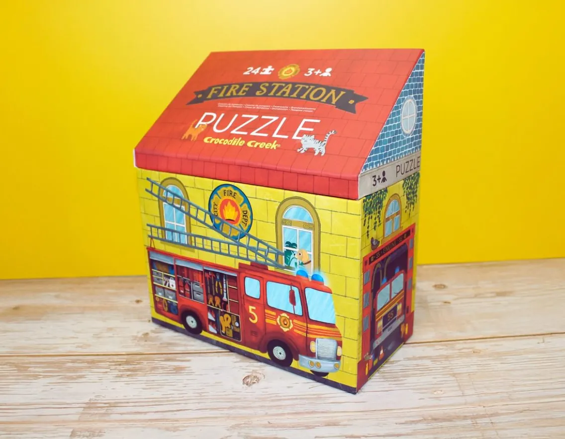 Puzzles|Age 3-Crocodile Creek Fire Station Puzzle - 24 Chunky Pieces