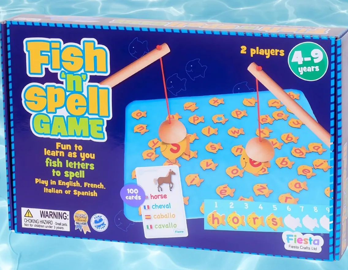 Educational|Exclusive To Wicked Uncle-Fiesta Crafts Fish 'n' Spell Game - In Four Languages!