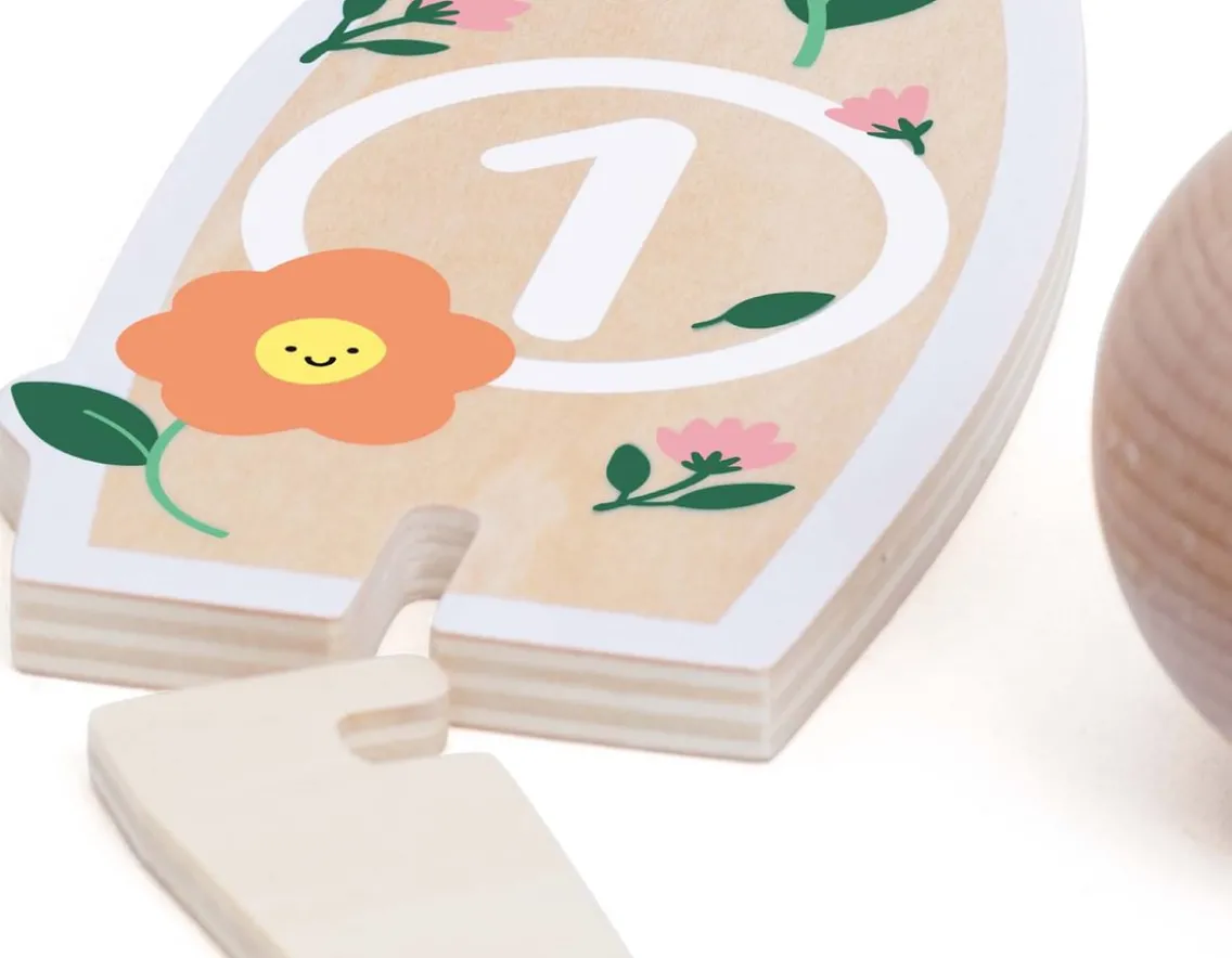 Wooden Toys|Age 2-Classic World Flower Bowling - 14 Wooden Pieces!