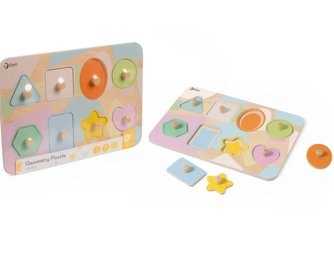 Educational|Wooden Toys- Geometry Peg Puzzle - For Little Hands