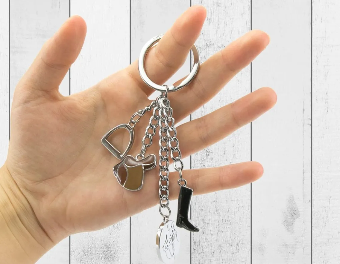Adventurer|Outdoorsy-Troika Horse Keyring - Chrome Plated Metal