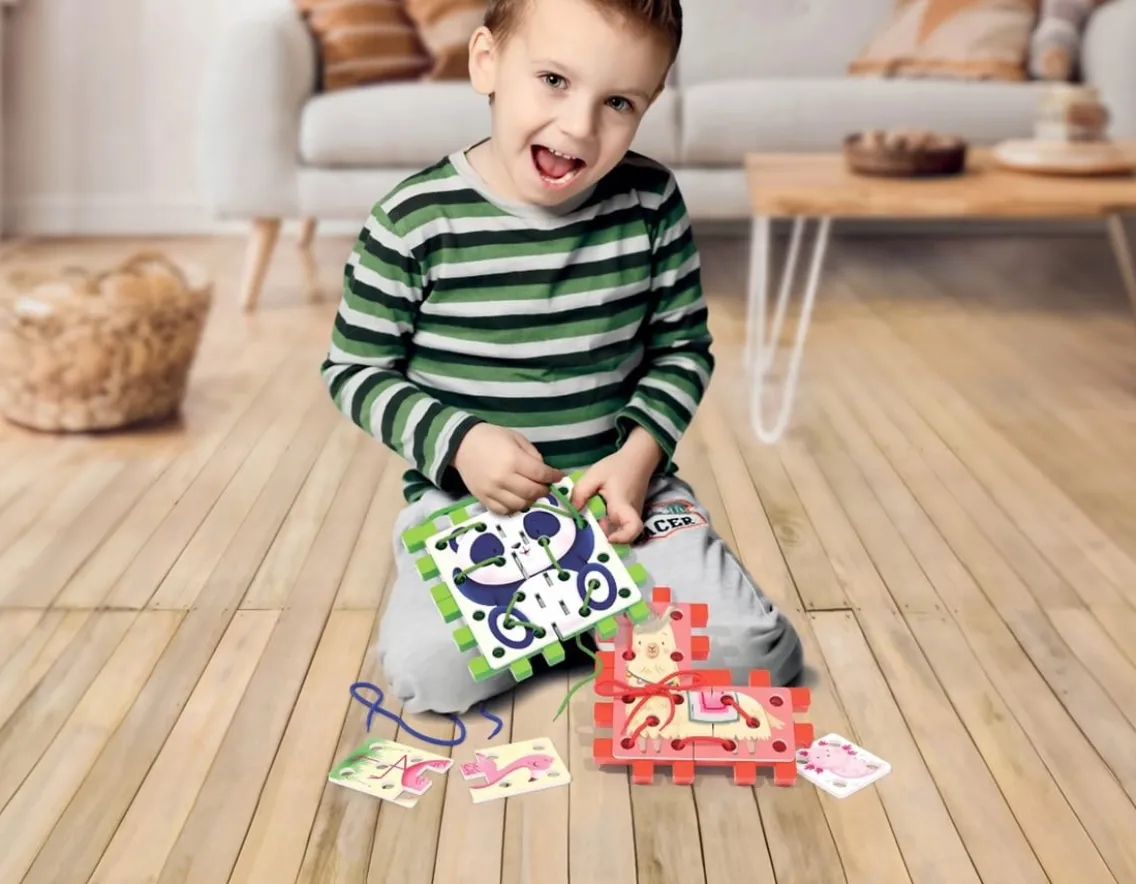 Creativity|Exclusive To Wicked Uncle-Quercetti Lacing Puzzle - Five Cute Animals