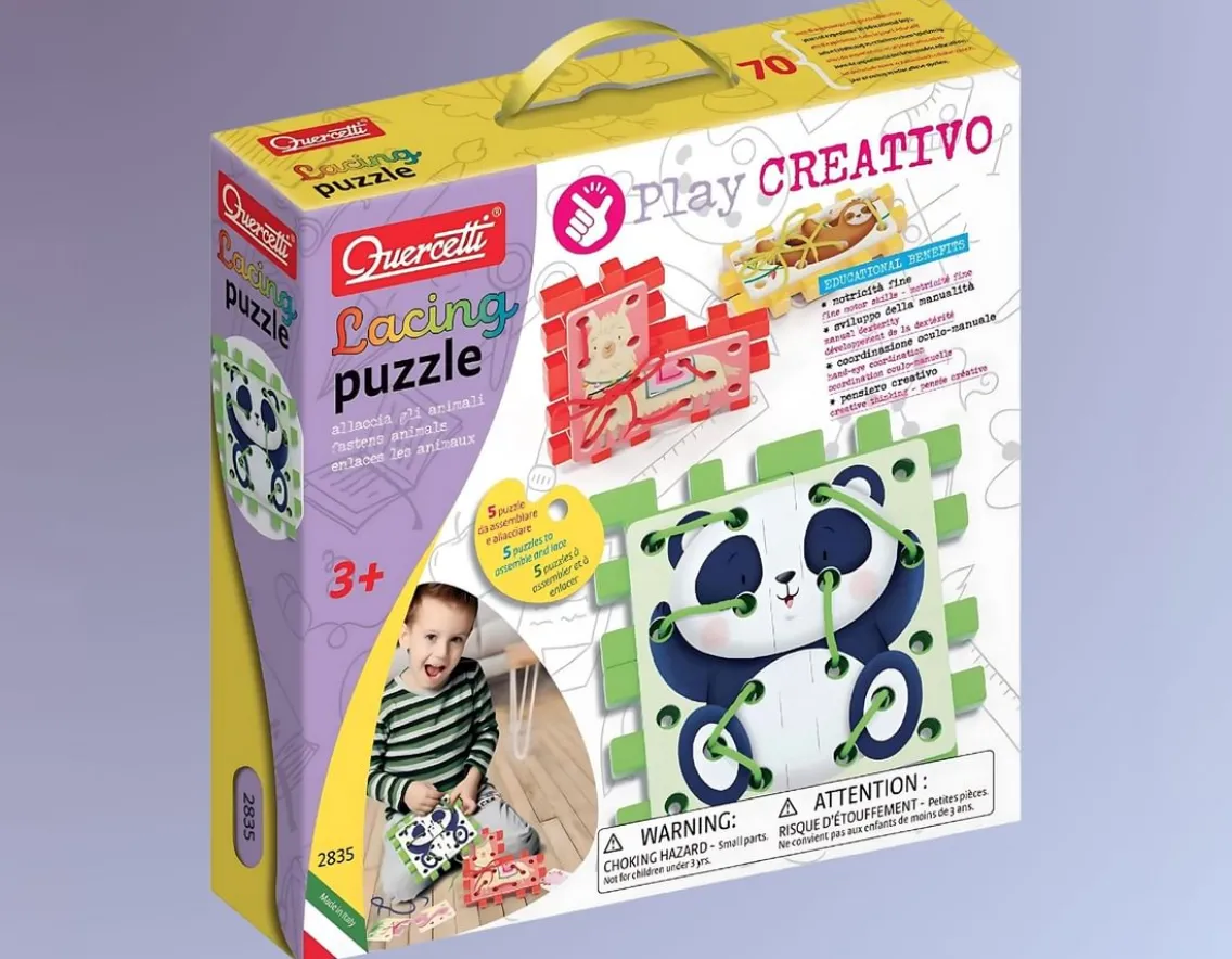 Creativity|Exclusive To Wicked Uncle-Quercetti Lacing Puzzle - Five Cute Animals