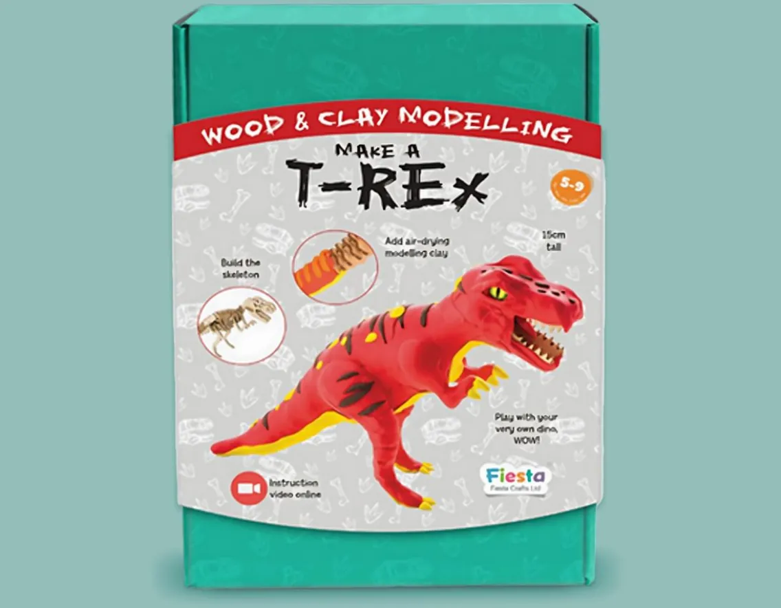 Construction|Creativity-Fiesta Crafts Make a T-Rex - Wood & Clay Modelling