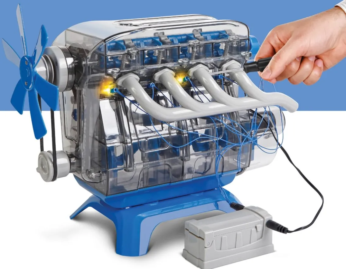 Construction|Engineer-Discovery #Mindblown Model Engine Kit - Moving Motor Parts & LED Lights