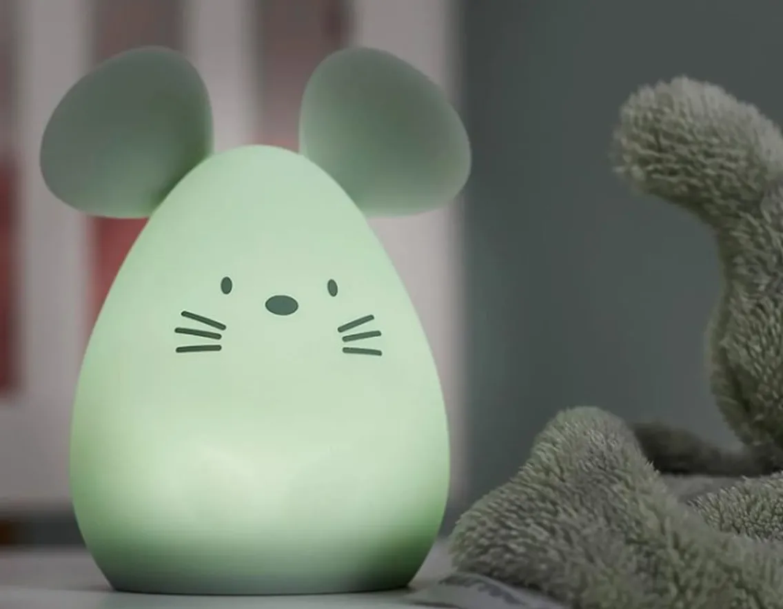 Sensory|Baby Girls-Nattou Mouse Nightlight - Squishy Silicone