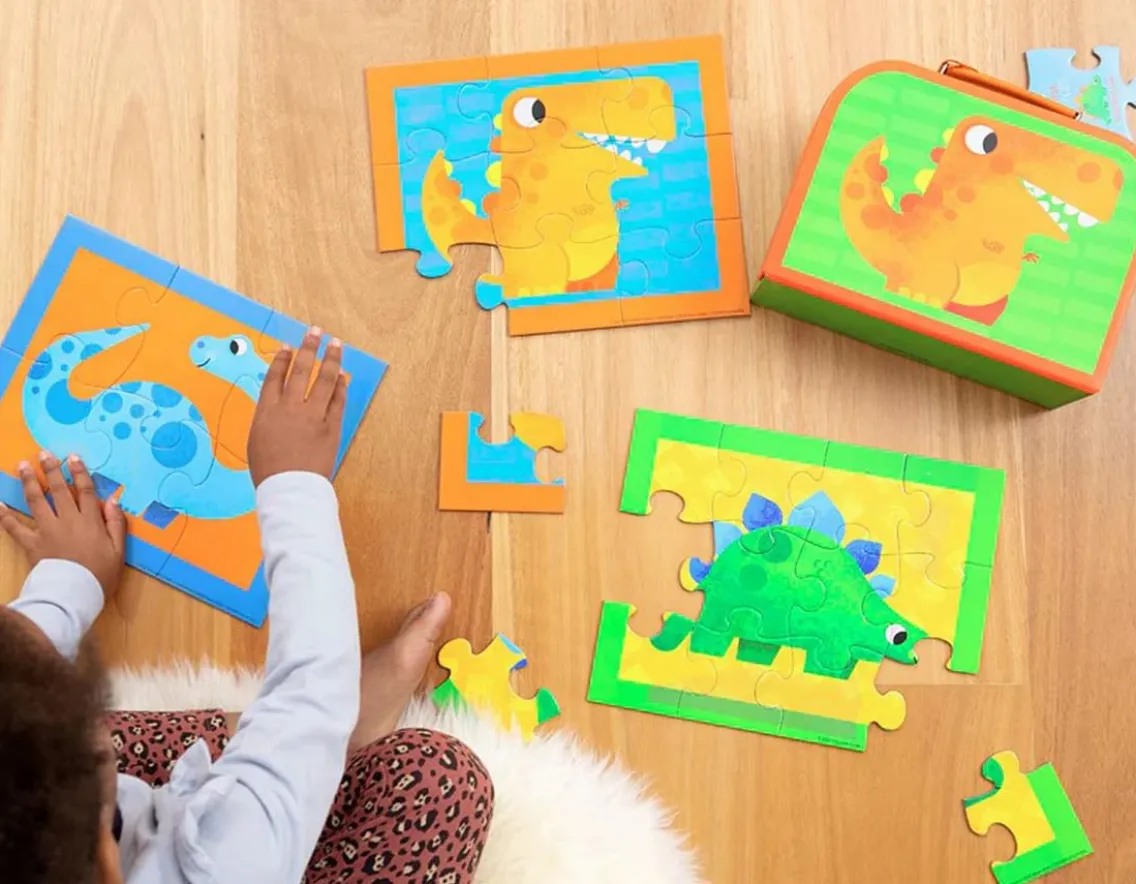 Dinosaurs|Puzzles-Crocodile Creek My First Dinosaur Puzzles - 3 in 1 Set