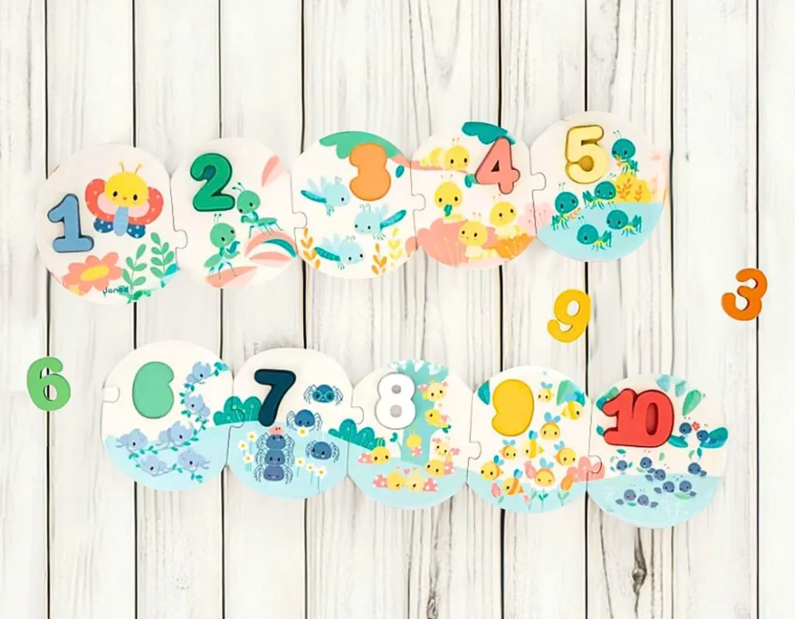 Educational|Puzzles-Janod My First Numbers Puzzle - Cute Bugs