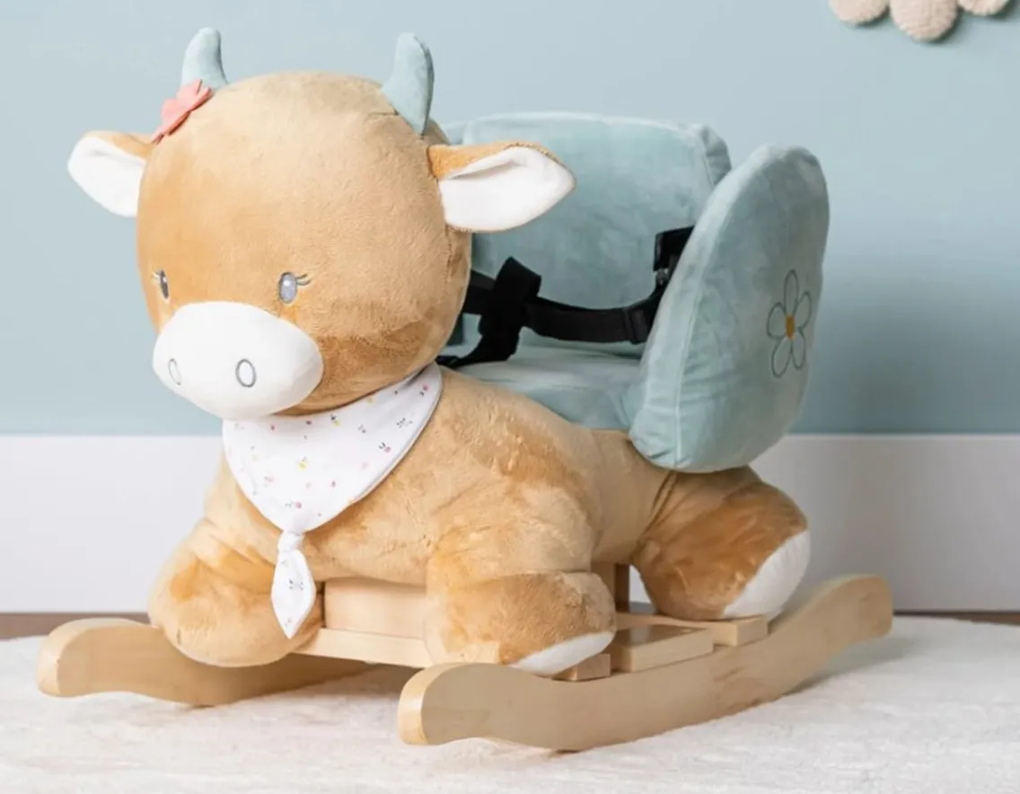 Sensory|Baby Girls-Nattou Plush Cow Rocker - from Belgium