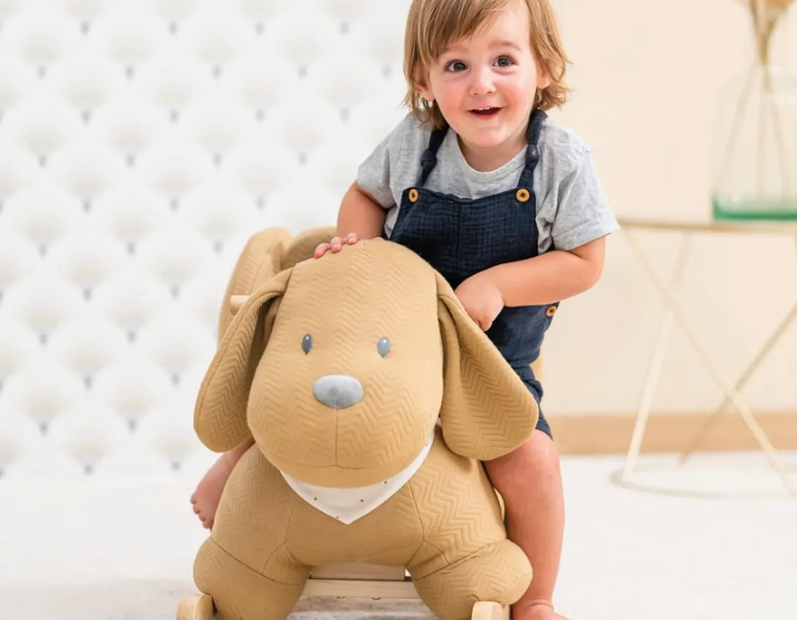 Wicked Fun|Wooden Toys-Nattou Plush Dog Rocker - from Belgium