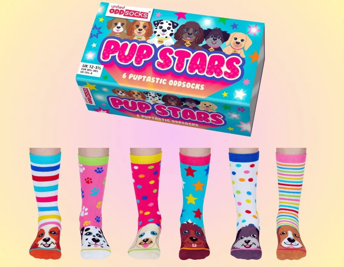 Fashion & Style|Wicked Fun-United Odd Socks Pup Stars - Six Odd Socks at your Heel