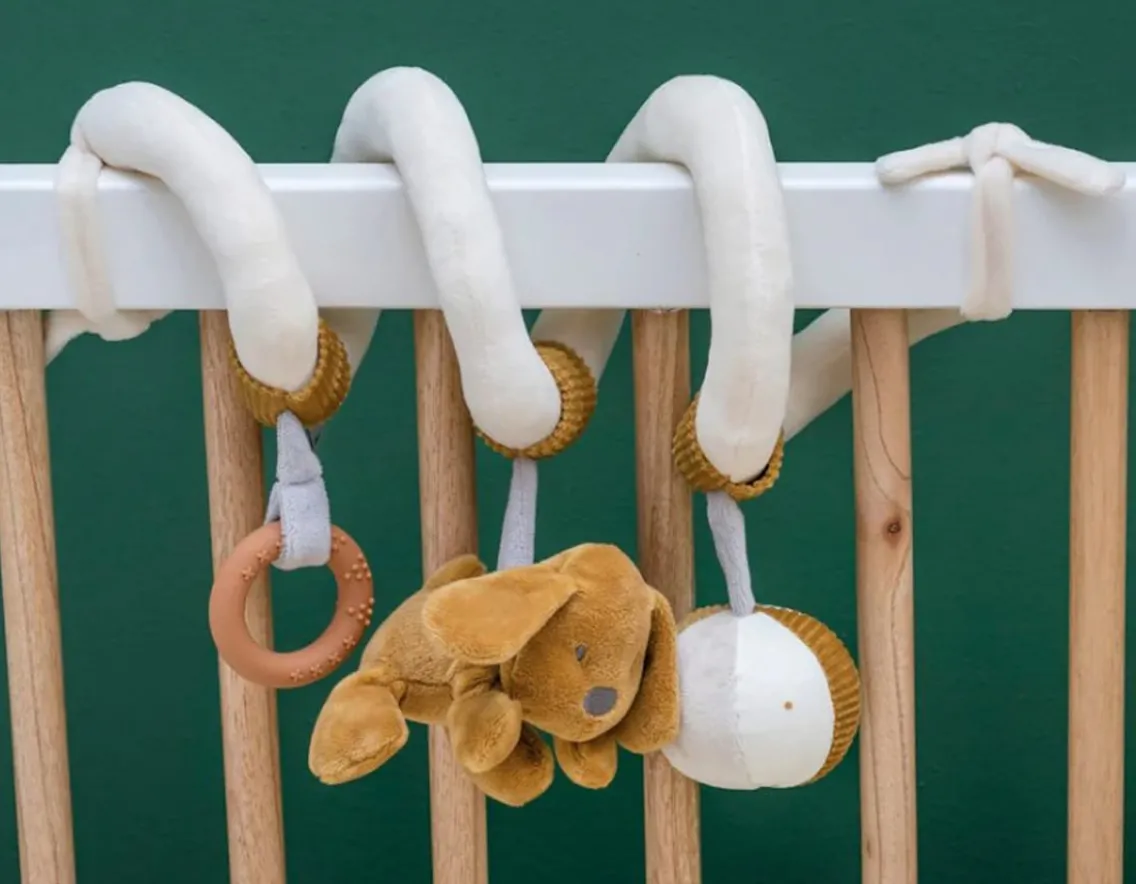 Sensory|Baby Girls-Nattou Spiral Rattle - Caramel Puppy