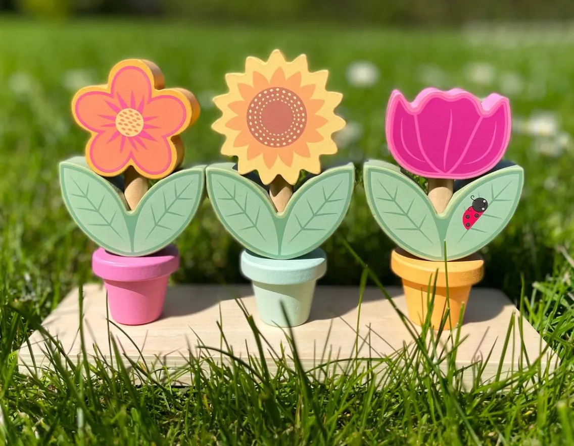 Wicked Fun|Wooden Toys-Orange Tree Toys Stacking Flower Pots - FSC Wood