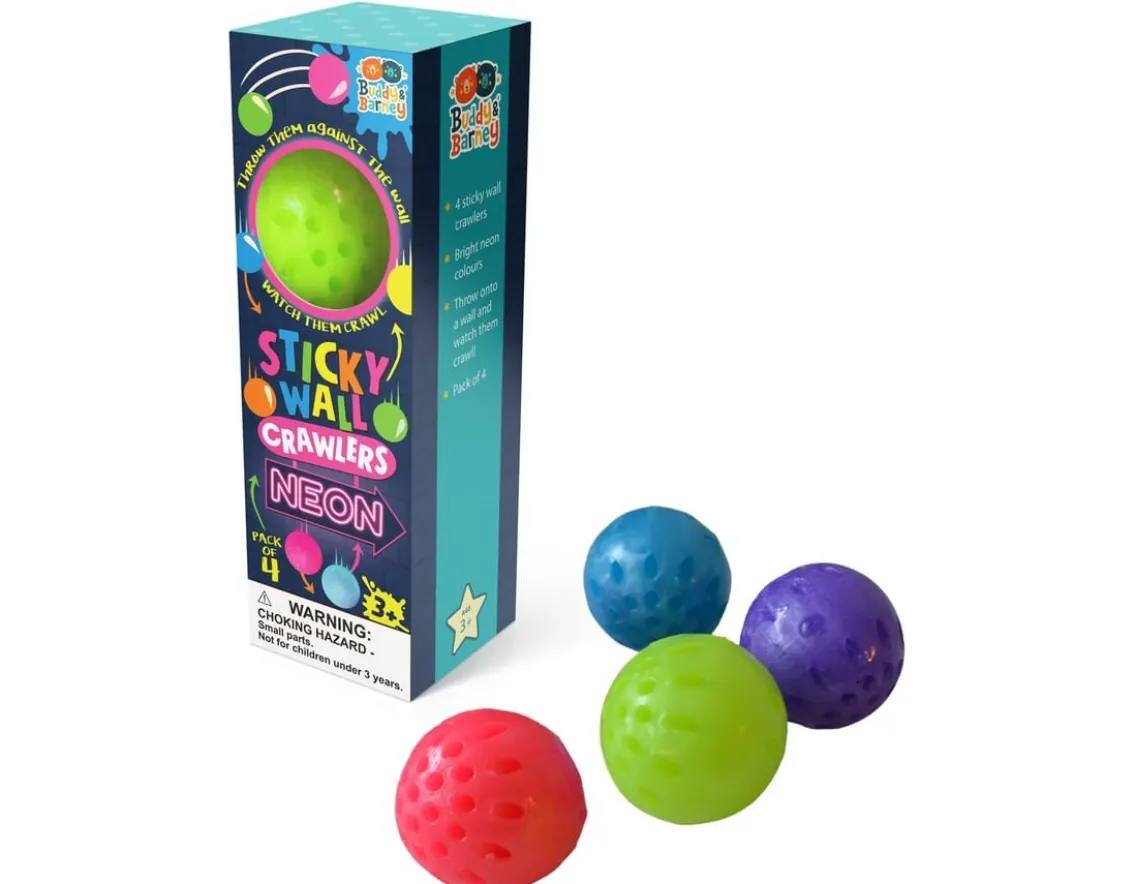 Exclusive To Wicked Uncle|Sensory-Buddy & Barney Sticky Wall Crawlers - Watch them Go!