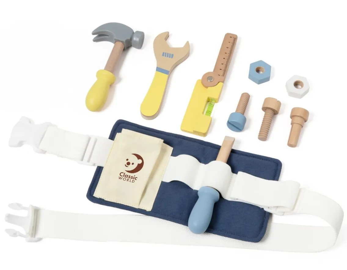 Adventurer|Wooden Toys-Classic World Tool Belt Set - 10 Wooden Pieces