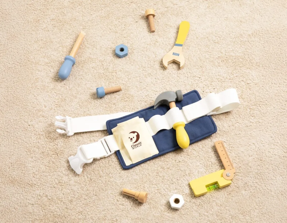 Adventurer|Wooden Toys-Classic World Tool Belt Set - 10 Wooden Pieces