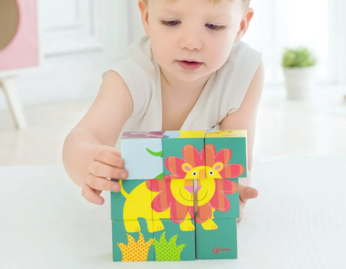 Wooden Toys|Age 2-Classic World Wild Animal Block Puzzle - 6-in-1