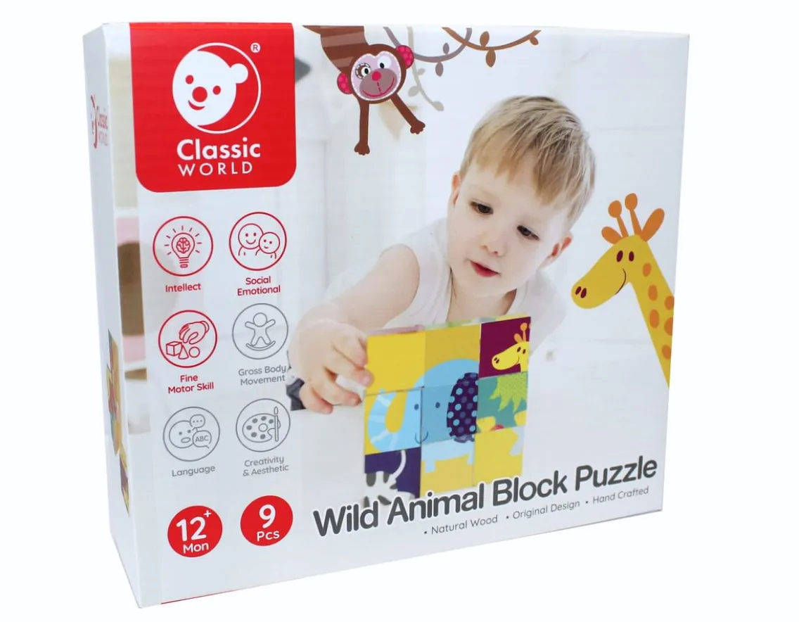 Wooden Toys|Age 2-Classic World Wild Animal Block Puzzle - 6-in-1