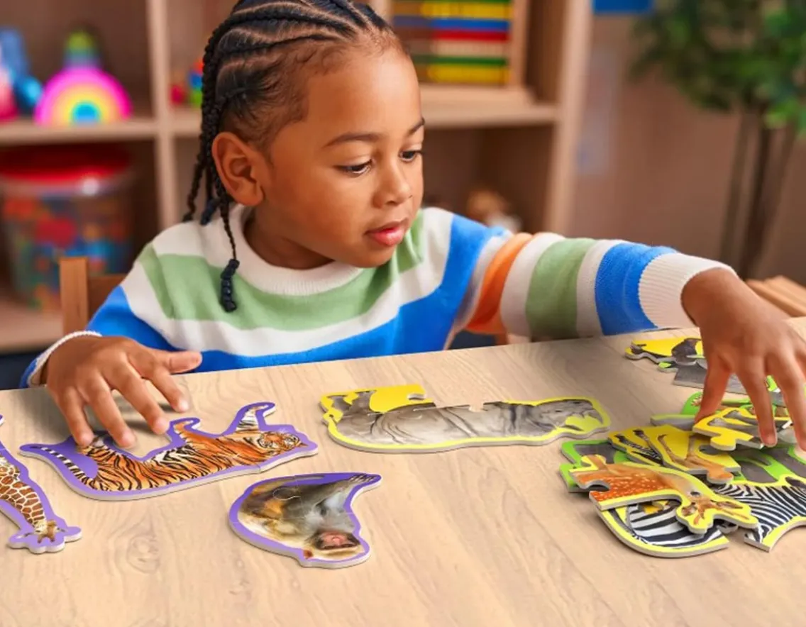 Puzzles|Age 4-Skillmatics Wild Animal Puzzles - Step by Step