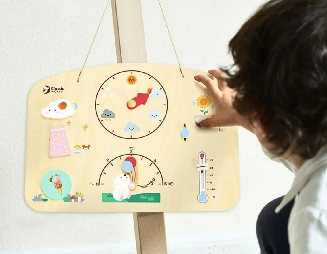 Educational|Wooden Toys-Classic World Wooden Barometer - Track the Weather