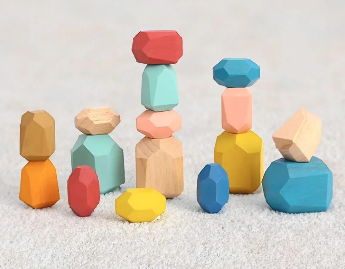 Sensory|Wooden Toys-Tooky Toy Wooden Stacking Stones - Set of 16