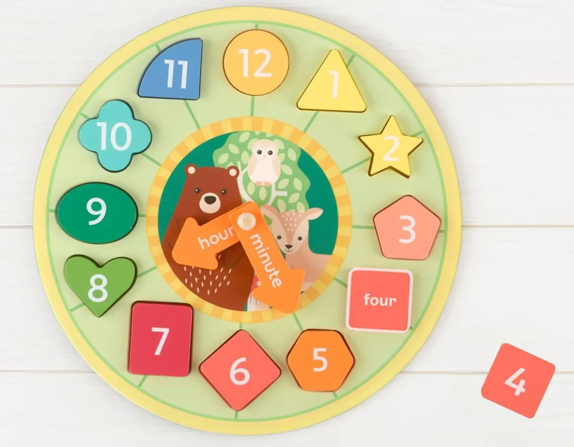 Puzzles|Wooden Toys-Orange Tree Toys Woodland Animal Shape Sorting Clock