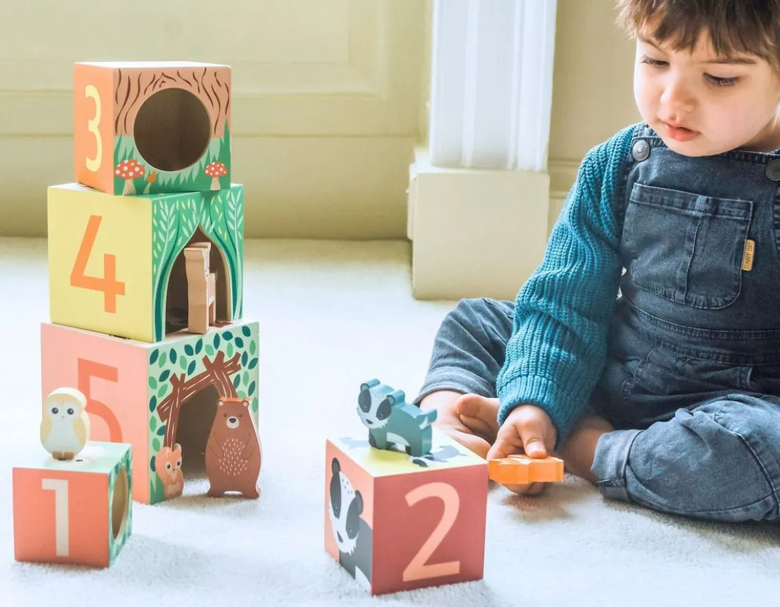 Educational|Wooden Toys-Orange Tree Toys Woodland Animal Stacking Cubes