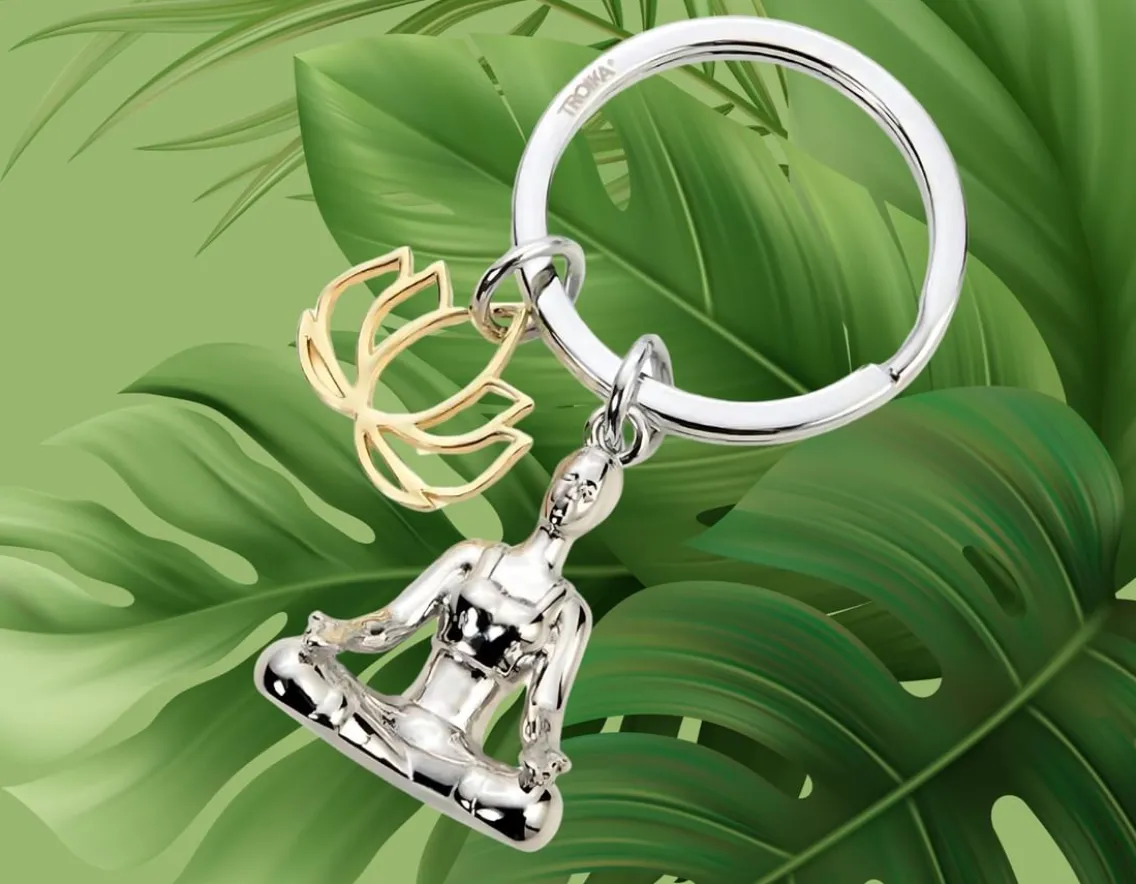 Fashion & Style|Age 14-Troika Yoga Keyring - Chrome Plated Metal